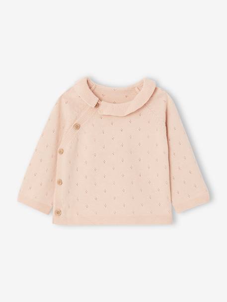 Ensemble bébé pull à collerette pantalon en tricot rose nude 4 - vertbaudet enfant 