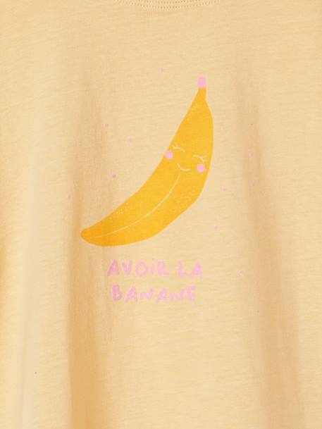 Tee-shirt motif pop fille manches courtes à revers jaune pâle 3 - vertbaudet enfant 