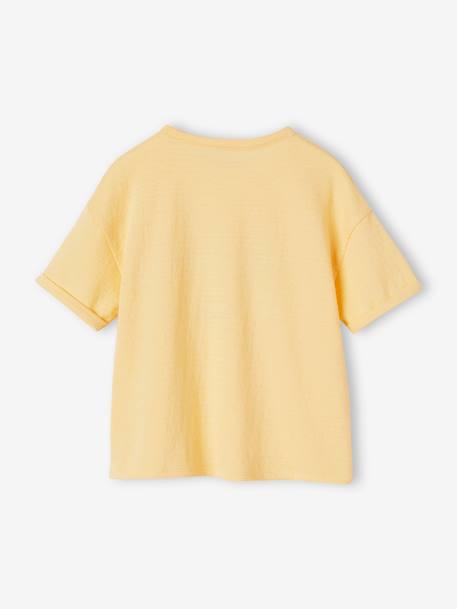 Tee-shirt maille reliéfée imprimé fille corail+jaune pastel 6 - vertbaudet enfant 