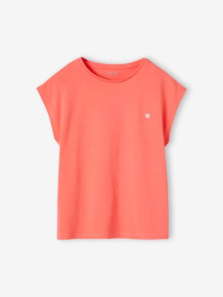 Tee-shirt uni Basics personnalisable fille manches courtes corail+écru+mandarine 2 - vertbaudet enfant 