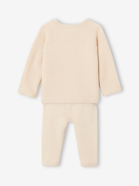 Ensemble en tricot pull et legging naissance bébé beige 2 - vertbaudet enfant 