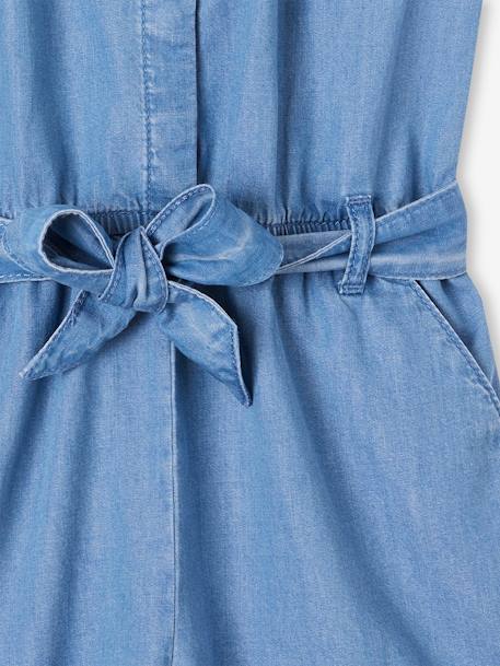 Combishort en denim léger fille manches volantées stone 3 - vertbaudet enfant 
