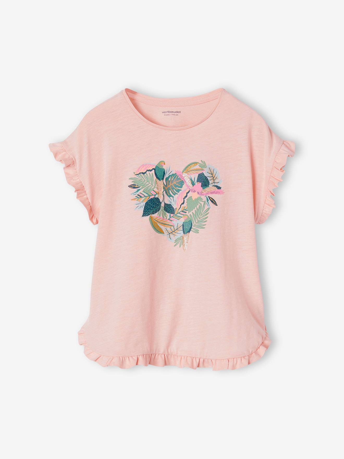 T-shirt Manches Courtes Et Col Rond Fille En Coton Bio Vert D Eau Vert