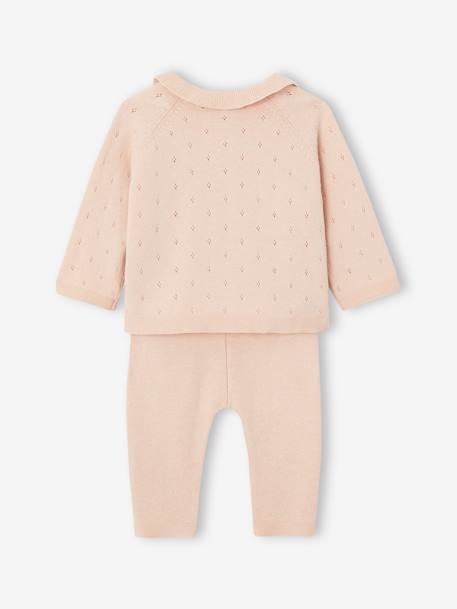 Ensemble bébé pull à collerette pantalon en tricot rose nude 6 - vertbaudet enfant 