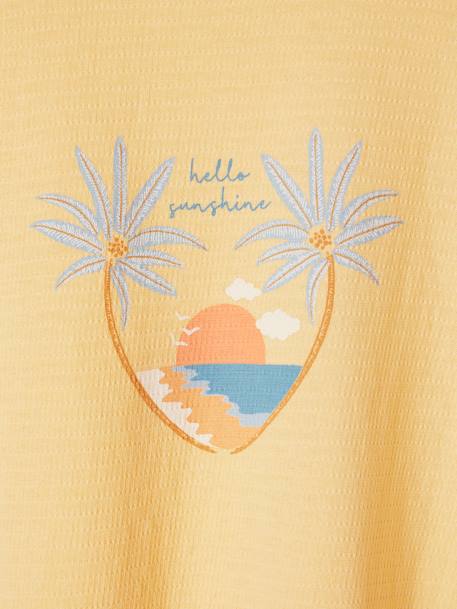 Tee-shirt maille reliéfée imprimé fille corail+jaune pastel 7 - vertbaudet enfant 