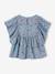 Tee-shirt blouse motifs fleurs fille bleu pétrole+multicolore+vanille 2 - vertbaudet enfant 