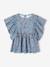 Tee-shirt blouse motifs fleurs fille bleu pétrole+multicolore+vanille 1 - vertbaudet enfant 