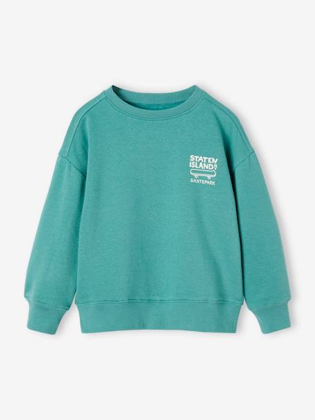 Sweat couleur motif poitrine Basics garçon bleu ardoise+ocre+vert 5 - vertbaudet enfant 