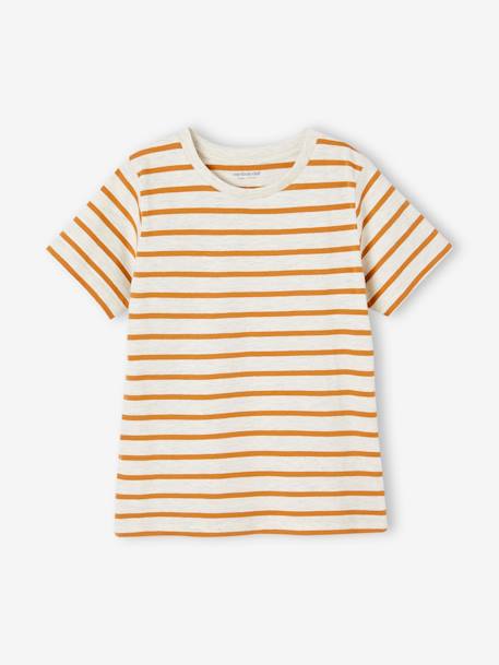 Lot de 3 T-shirts Basics garçon manches courtes blanc chiné+bleu azur+bordeaux+cappuccino+vert+vert d'eau 3 - vertbaudet enfant 