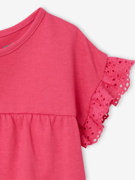 T-shirt manches volantées personnalisable bébé coton biologique écru+fuchsia 7 - vertbaudet enfant 