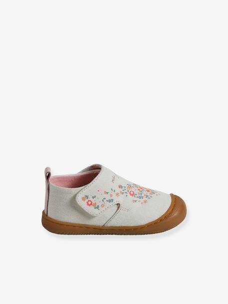 Chaussons bébé toile scratch blanc imprimé+bleu chambray+rose imprimé 3 - vertbaudet enfant 