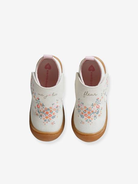 Chaussons bébé toile scratch blanc imprimé+bleu chambray+rose imprimé 2 - vertbaudet enfant 