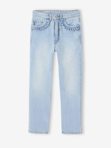 Jean fille droit MorphologiK tour de hanches Fin bleu foncé+denim bleached+stone 7 - vertbaudet enfant 