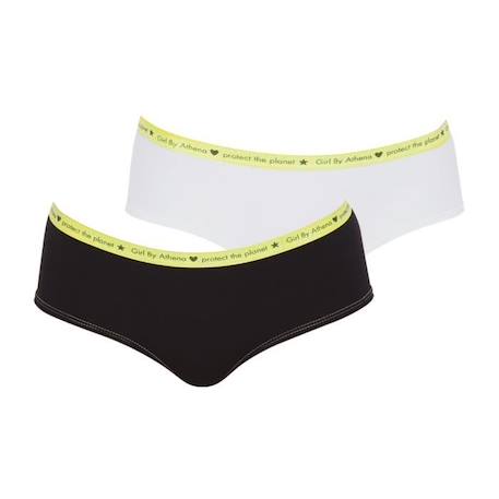 Fille-Sous-vêtement-Culotte-ATHENA Lot de 2 boxers  Microfibre Recyclée Girl By Noir FILLE