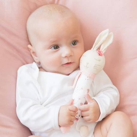 Hochet - Lapin - Rose et beige - Coton - Pour bébé BEIGE 1 - vertbaudet enfant 