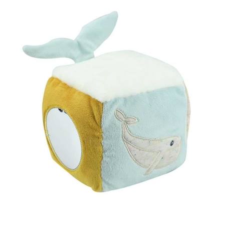 Cube d'éveil - Au large de Nova - Activités pour bébé - 12x12 cm - Vert d'eau et beige BLANC 1 - vertbaudet enfant 