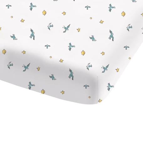 Drap-housse imprimé 100% coton, LE PETIT PRINCE BIRD. Taille : 90x190 cm BLANC 3 - vertbaudet enfant 