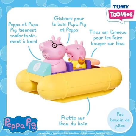 Pédalo Peppa Pig - TOMY - Jouet de bain - Figurines gicleurs d'eau - Mécanisme à ficelle JAUNE 3 - vertbaudet enfant 