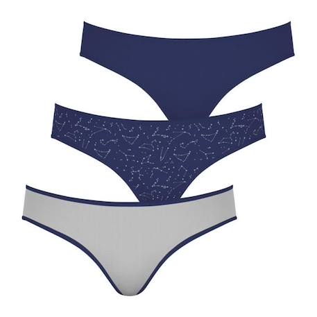 Fille-ATHENA Lot de 3 slips  Trio Mode Gris--Bleu marine FILLE