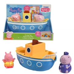Jouet-Jeux d'imagination-Bateau miniature naval - TOMY - Peppa Pig - 12 mois - Jaune et bleu - Verseurs et roue à eau