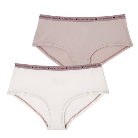 ATHENA Lot de 2 boxers  Micro recyclé Girl by Marron-Beige FILLE BEIGE 4 - vertbaudet enfant 