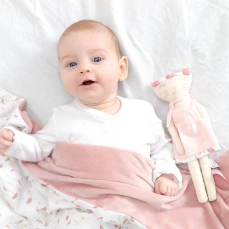 Couverture bébé - TROIS KILOS SEPT - Blanc à motif - 100% coton - 75 x 100 cm BLANC 2 - vertbaudet enfant 
