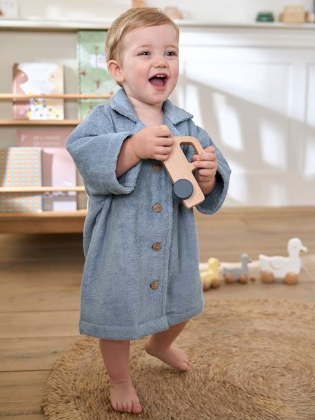 Peignoir Oversize bébé avec coton recyclé personnalisable beige+bleu chambray+terracotta 5 - vertbaudet enfant 
