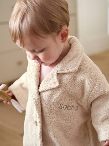 Peignoir Oversize bébé avec coton recyclé personnalisable beige+bleu chambray+terracotta 2 - vertbaudet enfant 