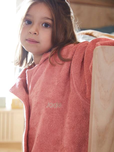 Peignoir Oversize enfant avec coton recyclé personnalisable bois de rose+vert sapin 1 - vertbaudet enfant 
