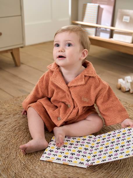 Peignoir Oversize bébé avec coton recyclé personnalisable beige+bleu chambray+terracotta 8 - vertbaudet enfant 