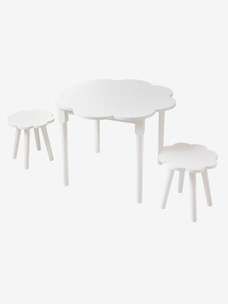 Lot 2 tabourets et table fleurs blanc 3 - vertbaudet enfant 