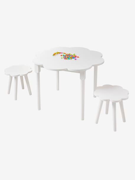 Lot 2 tabourets et table fleurs blanc 4 - vertbaudet enfant 