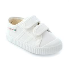 Chaussures-Basket Enfant Victoria - Blanc - Scratch - Textile - Fille