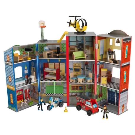 KidKraft - Ensemble de jeu miniature en bois Héros de la ville, 24 accessoires inclus dont pompier, policier inclus ROUGE 1 - vertbaudet enfant 