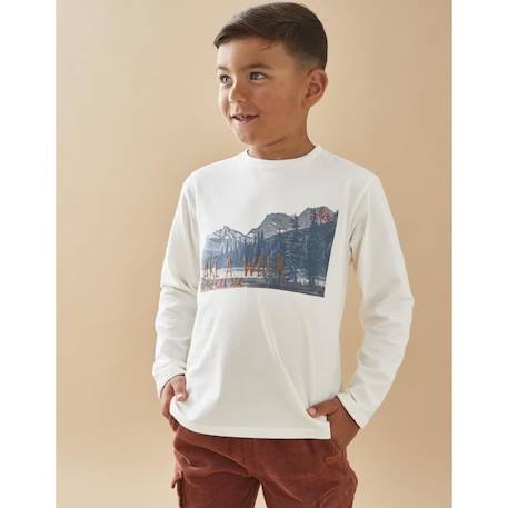 T-shirt manches longues en jersey imprimé montagne  - vertbaudet enfant