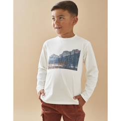 T-shirt manches longues en jersey imprimé montagne  - vertbaudet enfant