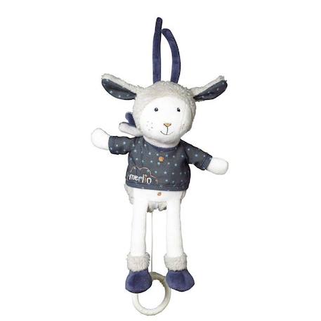 Peluche - MERLIN - Mini Musical Mouton en velours blanc - Pour bébé - Intérieur BLANC 1 - vertbaudet enfant 