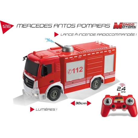 Véhicule radiocommandé Mercedes Antos Camion pompiers 1:26ème avec effets lumineux ROUGE 2 - vertbaudet enfant 