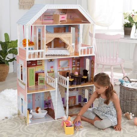 KidKraft - Maison de poupées en bois Savannah avec 13 accessoires inclus BLANC 2 - vertbaudet enfant 