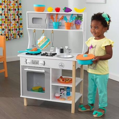 KidKraft - Cuisine en bois pour enfant All Time Play, four, micro-ondes et  accessoires inclus gris - Kidkraft