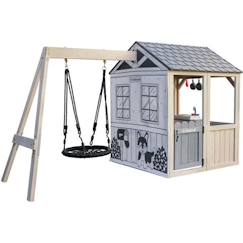 Jouet-KidKraft - Aire de jeux/cabane d'extérieur Savannah en bois, pour enfant avec balançoire et accessoires inclus
