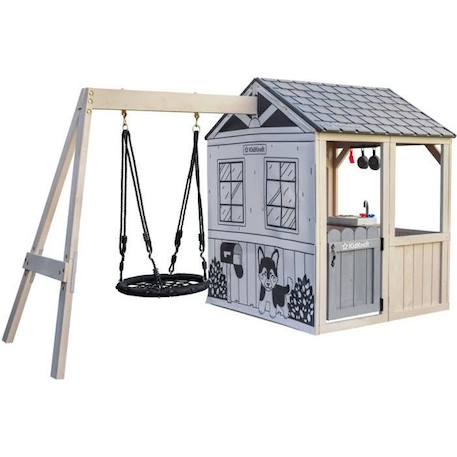 KidKraft - Aire de jeux/cabane d'extérieur Savannah en bois, pour enfant avec balançoire et accessoires inclus BLANC 1 - vertbaudet enfant 