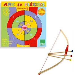 Jouet-Jeux d'imitation-Arc en bois pour enfant VILAC - 3 flèches avec cible intégrée
