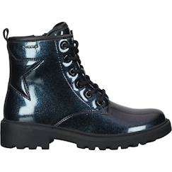 Chaussures-Chaussures fille 23-38-Boots, bottines-Bottine Enfant Geox Casey - Violet - Lacets et Zip - Talon Plat 3cm