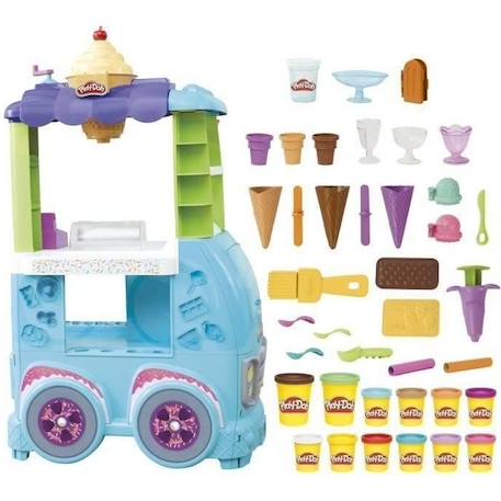 Play-Doh - Camion de glace géant - 27 accessoires - Sons réalistes BLEU 1 - vertbaudet enfant 