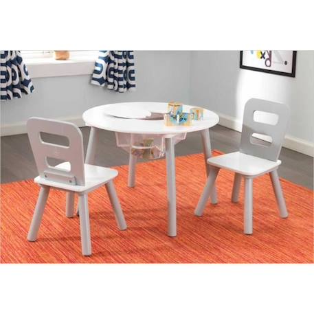 KidKraft - Ensemble table ronde avec rangement + 2 chaises - Gris et blanc BLANC 3 - vertbaudet enfant 