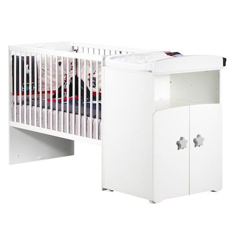 Lit combiné évolutif 120x60 en 90x190 BLANC 1 - vertbaudet enfant 