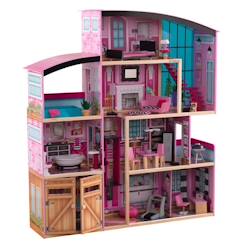 Jouet-Poupons et poupées-KidKraft - Maison de poupées Shimmer en bois avec 30 accessoires inclus