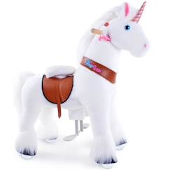 -PonyCycle - Licorne à monter enfant blanc frein, grand modèle