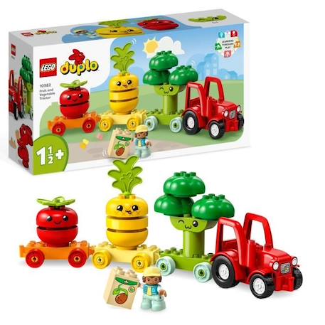 LEGO® DUPLO My First 10982 Le Tracteur des Fruits et Légumes, Jouet à Empiler et à Trier BLANC 1 - vertbaudet enfant 